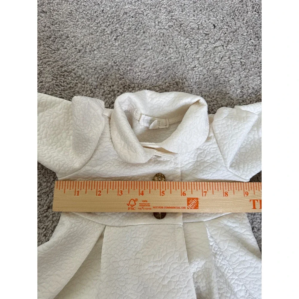 Nannette Baby Girls Cream White Textured Dress Coat Peter Pan Collar 3/6M
